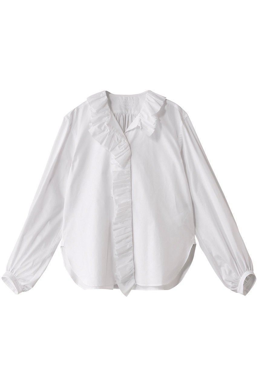 【イレーヴ/YLEVE】の【YLEVE×BOURRIENNE】コットン タイプライター ラッフルブラウス/NAMI 人気、トレンドファッション・服の通販 founy(ファニー) 　ファッション　Fashion　レディースファッション　Fashion for Women　トップス・カットソー　Cut & Sew Tops　シャツ・ブラウス・オフィスカジュアル　Elegant Blouses & Button-Ups　オケージョン　Occasion Wear　コラボ　Collaboration, Collab　スリーブ　Sleeve, Long Sleeve / Short Sleeve　タイプライター　Typewriter Fabric, Crisp Cotton　ラッフル　Ruffle, Frill　ロング　Long, Long-Length　 other-1|ID: prp329100004385005 ipo3291000000035822846