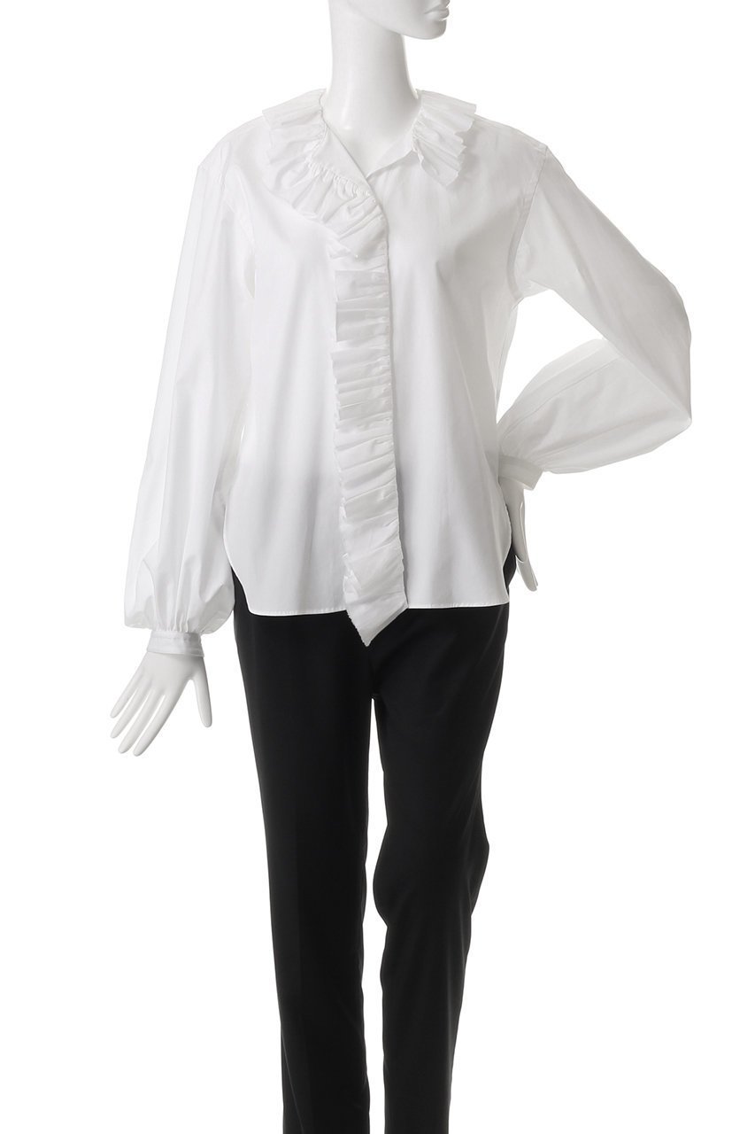 【イレーヴ/YLEVE】の【YLEVE×BOURRIENNE】コットン タイプライター ラッフルブラウス/NAMI 人気、トレンドファッション・服の通販 founy(ファニー) 　ファッション　Fashion　レディースファッション　Fashion for Women　トップス・カットソー　Cut & Sew Tops　シャツ・ブラウス・オフィスカジュアル　Elegant Blouses & Button-Ups　オケージョン　Occasion Wear　コラボ　Collaboration, Collab　スリーブ　Sleeve, Long Sleeve / Short Sleeve　タイプライター　Typewriter Fabric, Crisp Cotton　ラッフル　Ruffle, Frill　ロング　Long, Long-Length　other-2|ID: prp329100004385005 ipo3291000000035822848