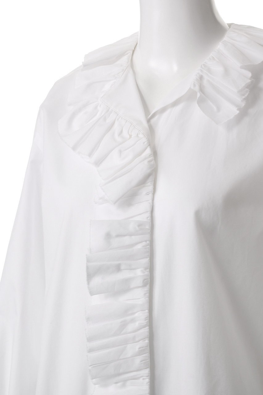 【イレーヴ/YLEVE】の【YLEVE×BOURRIENNE】コットン タイプライター ラッフルブラウス/NAMI 人気、トレンドファッション・服の通販 founy(ファニー) 　ファッション　Fashion　レディースファッション　Fashion for Women　トップス・カットソー　Cut & Sew Tops　シャツ・ブラウス・オフィスカジュアル　Elegant Blouses & Button-Ups　オケージョン　Occasion Wear　コラボ　Collaboration, Collab　スリーブ　Sleeve, Long Sleeve / Short Sleeve　タイプライター　Typewriter Fabric, Crisp Cotton　ラッフル　Ruffle, Frill　ロング　Long, Long-Length　other-5|ID: prp329100004385005 ipo3291000000035822851