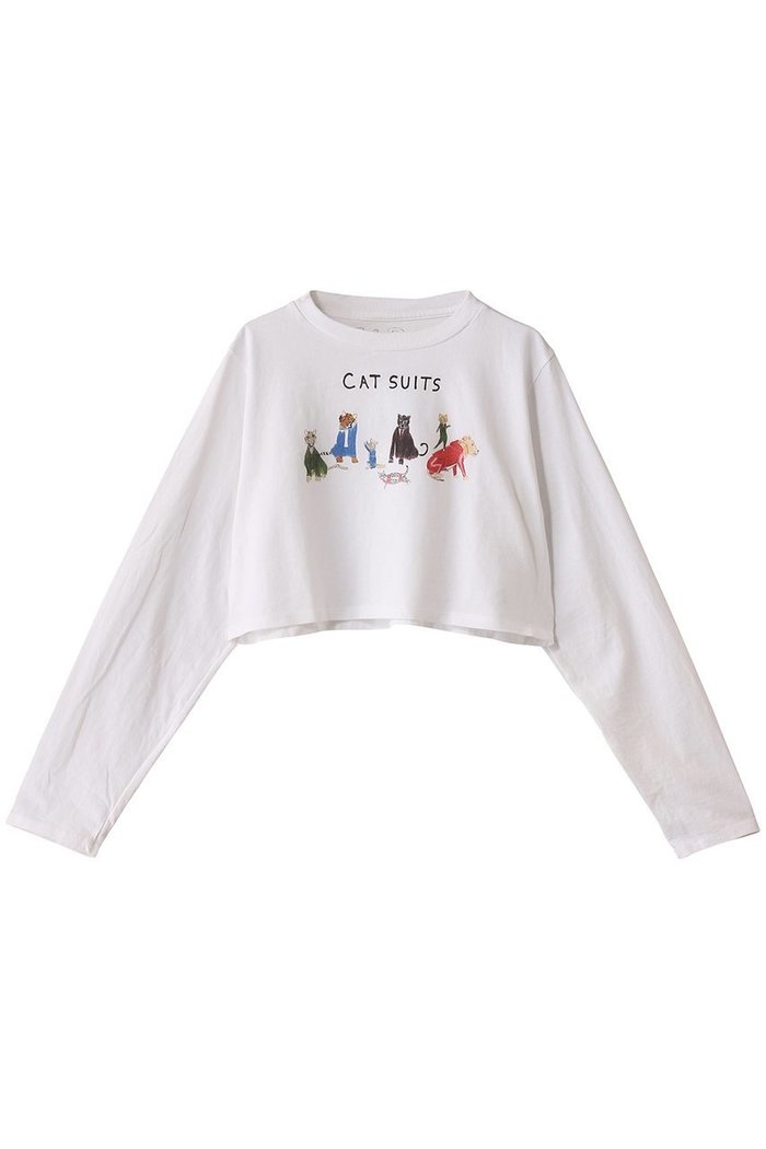 【ウィムガゼット/Whim Gazette】の【Unfortunate Portrait】Cat Suits L/S Tee インテリア・キッズ・メンズ・レディースファッション・服の通販 founy(ファニー) https://founy.com/ ファッション Fashion レディースファッション Fashion for Women トップス・カットソー Cut & Sew Tops シャツ・ブラウス・オフィスカジュアル Elegant Blouses & Button-Ups ロングTシャツ・Tシャツ Longline T-Shirts & Tees カットソー・ベーシックTシャツ Cut-and-Sewn Tops / Stretch Tees & Basics イラスト Illustration クロップド Cropped, Short Length スリーブ Sleeve, Long Sleeve / Short Sleeve トレンド Trend, Trending Now ボトム Bottoms, Lower Wear ロング Long, Long-Length |ID: prp329100004385021 ipo3291000000032873921
