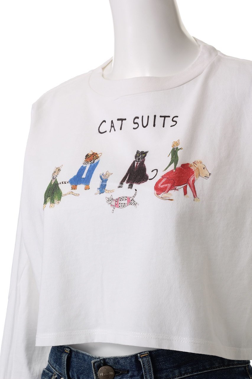 【ウィムガゼット/Whim Gazette】の【Unfortunate Portrait】Cat Suits L/S Tee 人気、トレンドファッション・服の通販 founy(ファニー) 　ファッション　Fashion　レディースファッション　Fashion for Women　トップス・カットソー　Cut & Sew Tops　シャツ・ブラウス・オフィスカジュアル　Elegant Blouses & Button-Ups　ロングTシャツ・Tシャツ　Longline T-Shirts & Tees　カットソー・ベーシックTシャツ　Cut-and-Sewn Tops / Stretch Tees & Basics　イラスト　Illustration　クロップド　Cropped, Short Length　スリーブ　Sleeve, Long Sleeve / Short Sleeve　トレンド　Trend, Trending Now　ボトム　Bottoms, Lower Wear　ロング　Long, Long-Length　other-5|ID: prp329100004385021 ipo3291000000032873948