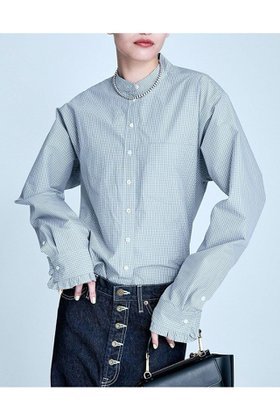 【ブリル/BRILL】のミニフリルチェックバンドカラーシャツ 人気、トレンドファッション・服の通販 founy(ファニー) ファッション Fashion レディースファッション WOMEN トップス・カットソー Tops/Tshirt シャツ/ブラウス Shirts/Blouses 2025年 2025 2025春夏・S/S Ss,Spring/Summer,2025 カフス Cuffs スリーブ Sleeve タイプライター Typewriter チェック Check フリル Frills ロング Long 夏 Summer 春 Spring S/S・春夏 Ss・Spring/Summer |ID:prp329100004385037