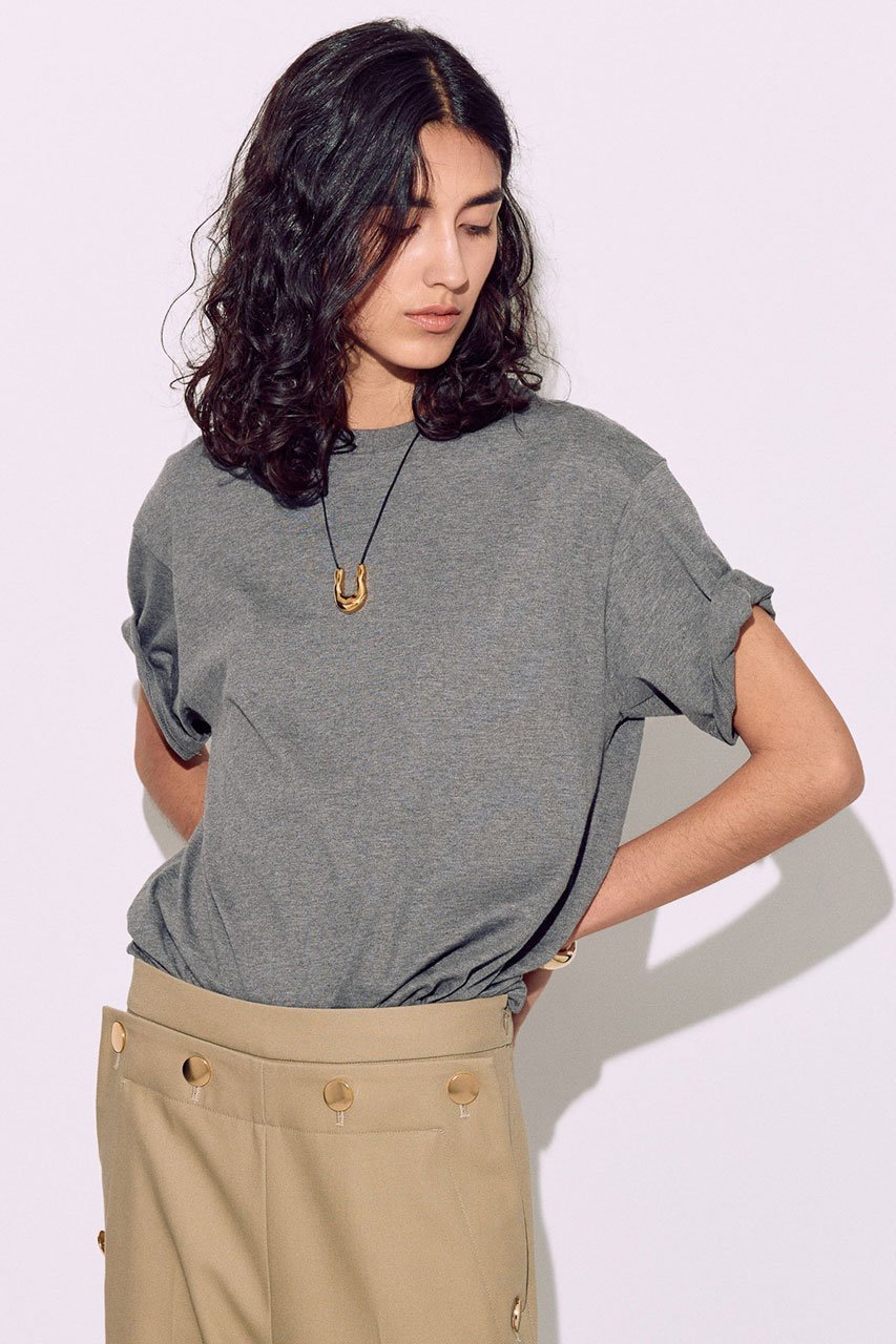 【ブリル/BRILL】のギザテンジクTシャツ インテリア・キッズ・メンズ・レディースファッション・服の通販 founy(ファニー) 　ファッション　Fashion　レディースファッション　WOMEN　トップス・カットソー　Tops/Tshirt　シャツ/ブラウス　Shirts/Blouses　ロング / Tシャツ　T-Shirts　カットソー　Cut and Sewn　ショート　Short　スリーブ　Sleeve　フィット　Fit　エレガント 上品　Elegant　ダークグレー|ID: prp329100004385046 ipo3291000000031836709