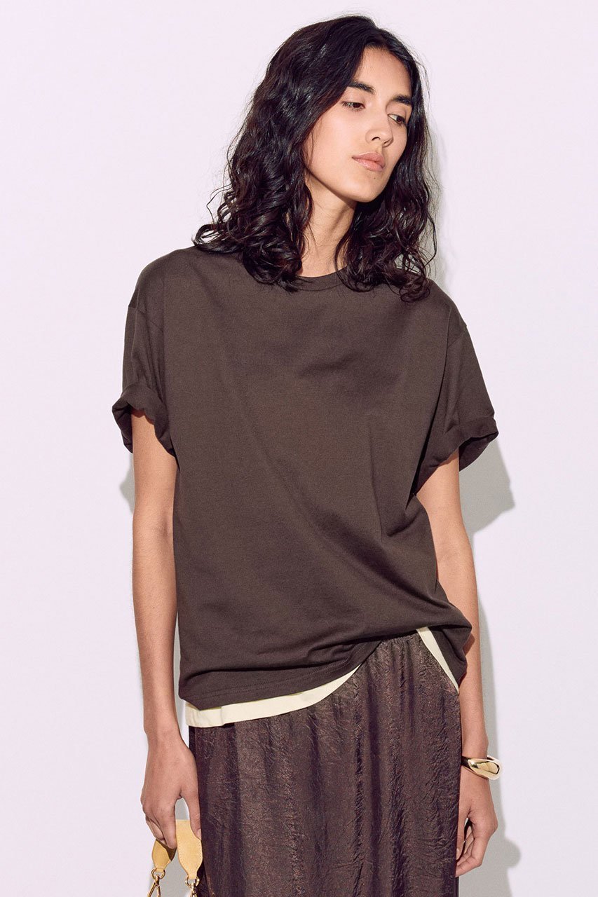 【ブリル/BRILL】のギザテンジクTシャツ インテリア・キッズ・メンズ・レディースファッション・服の通販 founy(ファニー) 　ファッション　Fashion　レディースファッション　WOMEN　トップス・カットソー　Tops/Tshirt　シャツ/ブラウス　Shirts/Blouses　ロング / Tシャツ　T-Shirts　カットソー　Cut and Sewn　ショート　Short　スリーブ　Sleeve　フィット　Fit　エレガント 上品　Elegant　ダークブラウン|ID: prp329100004385046 ipo3291000000031836710