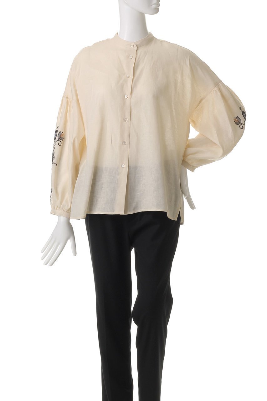 【マックスマーラ/Max Mara】の【Weekend Max Mara】ILEX リネン刺しゅうノーカラーブラウス 人気、トレンドファッション・服の通販 founy(ファニー) 　ファッション　Fashion　レディースファッション　WOMEN　トップス・カットソー　Tops/Tshirt　シャツ/ブラウス　Shirts/Blouses　スリーブ　Sleeve　リネン　Linen　ロング　Long　ヴィンテージ　Vintage　今季　This Season　夏　Summer　春　Spring　S/S・春夏　Ss・Spring/Summer　other-2|ID: prp329100004385057 ipo3291000000031333038