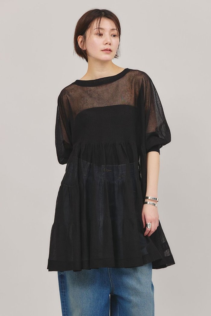 【カレンソロジー/Curensology】のシアーティアードニットプルオーバー インテリア・キッズ・メンズ・レディースファッション・服の通販 founy(ファニー) https://founy.com/ ファッション Fashion レディースファッション Ladies' Fashion Online トップス・カットソー Tops/Tshirt ニット Knit Tops プルオーバー Pullover アクセサリー Accessories チュニック Tunic ティアード Tiered 再入荷 Restock/Back In Stock/Re Arrival 夏 Summer |ID: prp329100004385063 ipo3291000000032613624