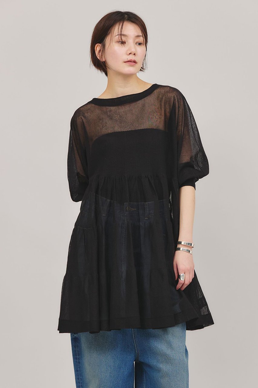 【カレンソロジー/Curensology】のシアーティアードニットプルオーバー 人気、トレンドファッション・服の通販 founy(ファニー) 　ファッション　Fashion　レディースファッション　Ladies' Fashion Online　トップス・カットソー　Tops/Tshirt　ニット　Knit Tops　プルオーバー　Pullover　アクセサリー　Accessories　チュニック　Tunic　ティアード　Tiered　再入荷　Restock/Back In Stock/Re Arrival　夏　Summer　 other-1|ID: prp329100004385063 ipo3291000000032613624