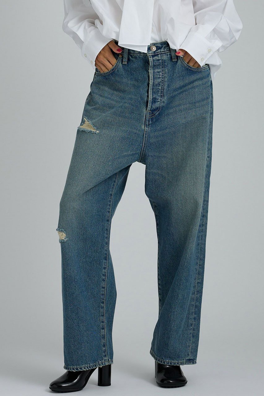 【ブリル/BRILL】のデニム5ポケットパンツ インテリア・キッズ・メンズ・レディースファッション・服の通販 founy(ファニー) 　ファッション　Fashion　レディースファッション　Fashion for Women　パンツ　Pants & Trousers　デニムパンツ・ジーンズ・美脚デニム　Denim Jeans & Pants　サルエル　Sarouel Pants, Drop-Crotch Pants　デニム　Denim, Jeans Material　ポケット　Pocket, Pocket Detail　モチーフ　Motif, Design Theme　ヴィンテージ　Vintage Style　ダメージ|ID: prp329100004386407 ipo3291000000036801021