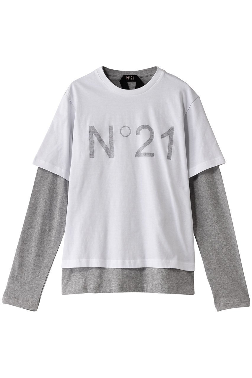 【ヌメロ ヴェントゥーノ/N°21 / MEN】の【MEN】ロゴロングスリーブTシャツ インテリア・キッズ・メンズ・レディースファッション・服の通販 founy(ファニー) 　ファッション　Fashion　メンズファッション　Fashion for Men　トップス・カットソー　Cut & Sew Tops　メンズシャツ　Shirts　シンプル　Simple, Minimal　スリーブ　Sleeve, Long Sleeve / Short Sleeve　フロント　Front, Front Design　ロング　Long, Long-Length　グレー|ID: prp329100004386413 ipo3291000000035320148