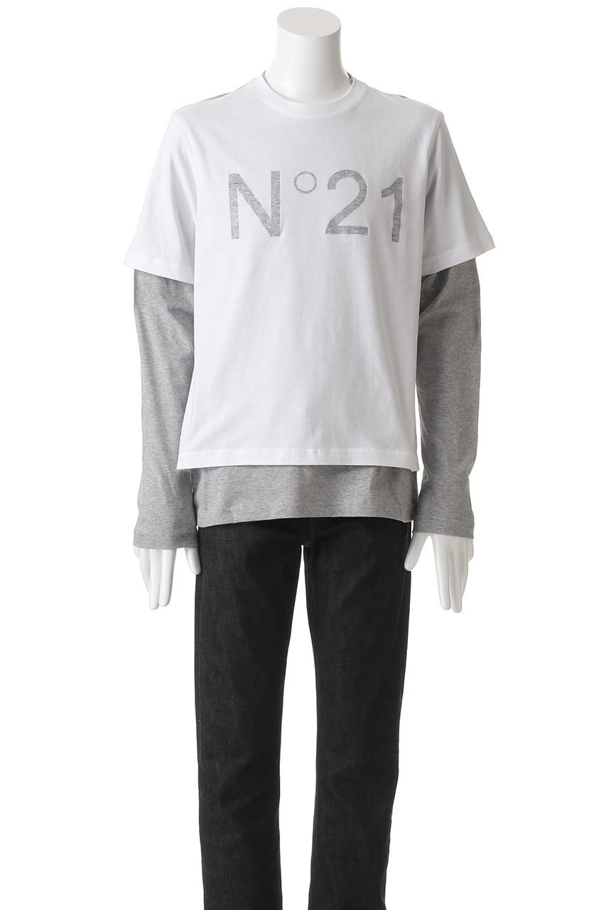 【ヌメロ ヴェントゥーノ/N°21 / MEN】の【MEN】ロゴロングスリーブTシャツ 人気、トレンドファッション・服の通販 founy(ファニー) 　ファッション　Fashion　メンズファッション　Fashion for Men　トップス・カットソー　Cut & Sew Tops　メンズシャツ　Shirts　シンプル　Simple, Minimal　スリーブ　Sleeve, Long Sleeve / Short Sleeve　フロント　Front, Front Design　ロング　Long, Long-Length　other-2|ID: prp329100004386413 ipo3291000000035320149