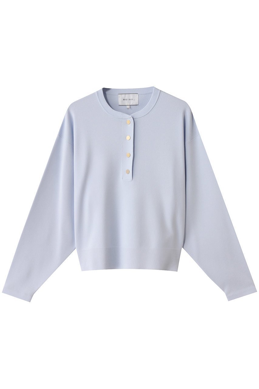 【ベイジ,/BEIGE,】のLAURA(ロラ)/スキッパー風ニットトップス インテリア・キッズ・メンズ・レディースファッション・服の通販 founy(ファニー) 　ファッション　Fashion　レディースファッション　Fashion for Women　トップス・カットソー　Cut & Sew Tops　ニット　Knit Tops & Sweaters　カジュアルプルオーバー・ニットトップス　Pullovers & Knit Tops / Casual Pullovers　シンプル　Simple, Minimal　スキッパー　Skipper, Open Collar　リュクス　Luxury, Elegant, High-End, Chic　Sax|ID: prp329100004386418 ipo3291000000032951043