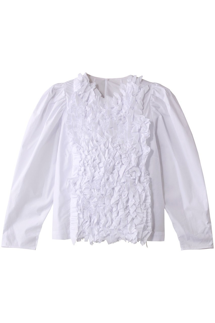 【ハー/HER.】のコンパクトフリルブラウス インテリア・キッズ・メンズ・レディースファッション・服の通販 founy(ファニー) 　ファッション　Fashion　レディースファッション　Fashion for Women　トップス・カットソー　Cut & Sew Tops　シャツ・ブラウス・オフィスカジュアル　Elegant Blouses & Button-Ups　アクセサリー　Fashion Accessories　インナー　Innerwear　ギャザー　Gathered, Ruffled　ジャケット　Jacket, Outerwear　スリーブ　Sleeve, Long Sleeve / Short Sleeve　フリル　Frill, Ruffle　ロング　Long, Long-Length　再入荷　Restock / Back in Stock　ホワイト|ID: prp329100004387733 ipo3291000000032732018