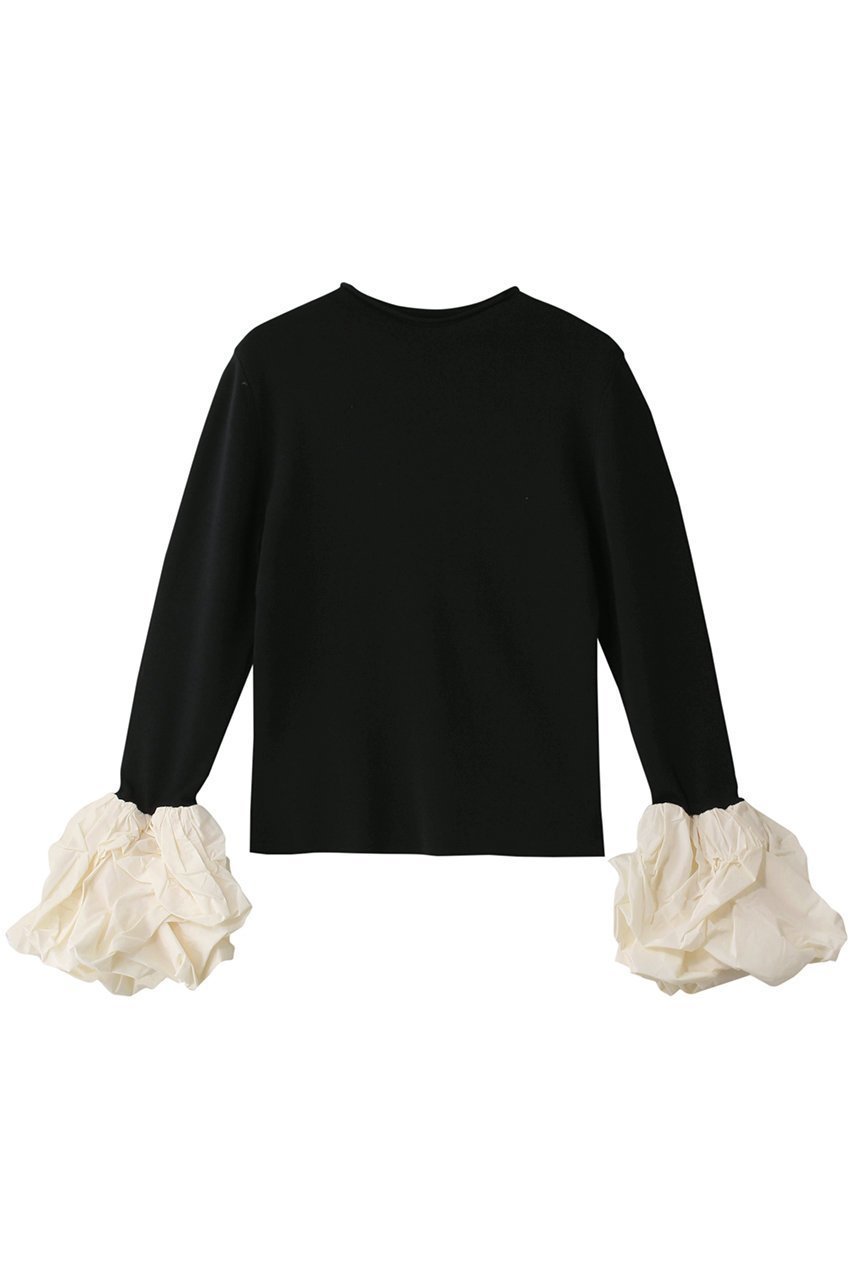 【ハー/HER.】のボリュームスリーブニットトップス インテリア・キッズ・メンズ・レディースファッション・服の通販 founy(ファニー) 　ファッション　Fashion　レディースファッション　Fashion for Women　トップス・カットソー　Cut & Sew Tops　ニット　Knit Tops & Sweaters　カジュアルプルオーバー・ニットトップス　Pullovers & Knit Tops / Casual Pullovers　ボリューム袖・フリルスリーブブラウス　Voluminous & Ruffle Sleeves / Puffy Sleeve Tops　デニム　Denim, Jeans Material　パターン　Pattern, Design Print　ベーシック　Basic, Essential　ホワイト×ブラック|ID: prp329100004387735 ipo3291000000036082349