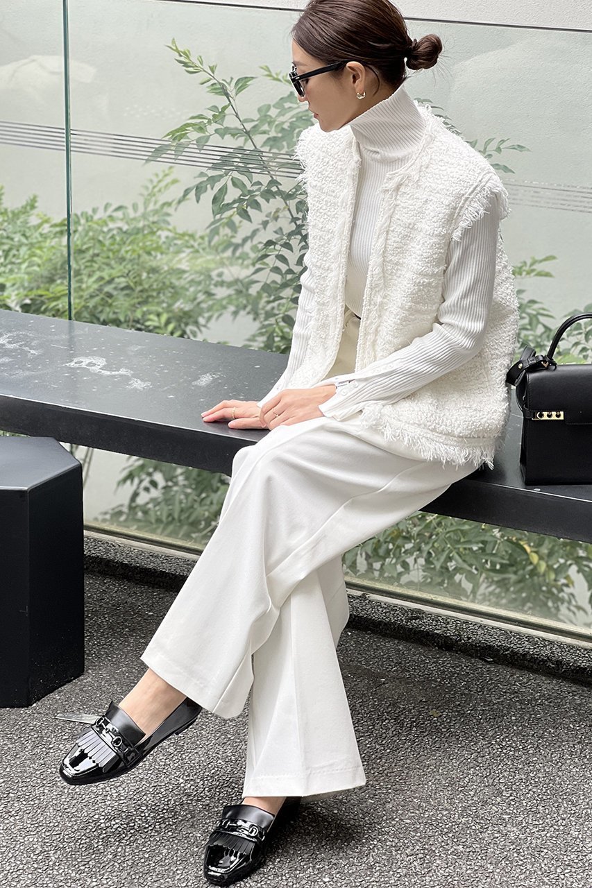 【テンパレイト/TEMPERATE】の【ELLE SHOP別注】【金子麻貴×TEMPERATE】FOSTER スリッポン(レイン対応) 人気、トレンドファッション・服の通販 founy(ファニー) 　ファッション　Fashion　レディースファッション　Fashion for Women　オケージョン　Occasion Wear　クラシカル　Classical, Vintage-Inspired　シューズ　Shoes, Footwear　シンプル　Simple, Minimal　スリッポン　Slip-On, Loafer　ツイード　Twill, Twill Weave　フリンジ　Fringe, Tassel　ベスト　Vest, Waistcoat　別注　Limited Edition, Custom Order　ラバー　Rubber, Rubber Sole　レイン　Rain, Rainproof　ワイド　Wide, Wide Fit　エレガント 上品　Elegant　ビジネス 仕事 通勤　Business / Work / Commuting　other-2|ID: prp329100004388943 ipo3291000000032853729