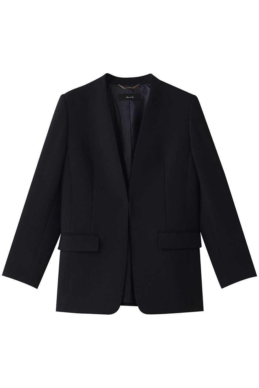 【アルアバイル/allureville】のマットストレッチノーカラージャケット インテリア・キッズ・メンズ・レディースファッション・服の通販 founy(ファニー) 　ファッション　Fashion　レディースファッション　Fashion for Women　アウター　Coat / Outerwear Collection　レディースジャケット・軽アウター　Jackets　ノーカラージャケット / シンプル上品コーデ　Collarless Jackets　ジャケット　Jacket, Outerwear　ビジネス 仕事 通勤　Business / Work / Commuting　ボトム　Bottoms, Lower Wear　ワイド　Wide, Wide Fit　ネイビー|ID: prp329100004388960 ipo3291000000032964706