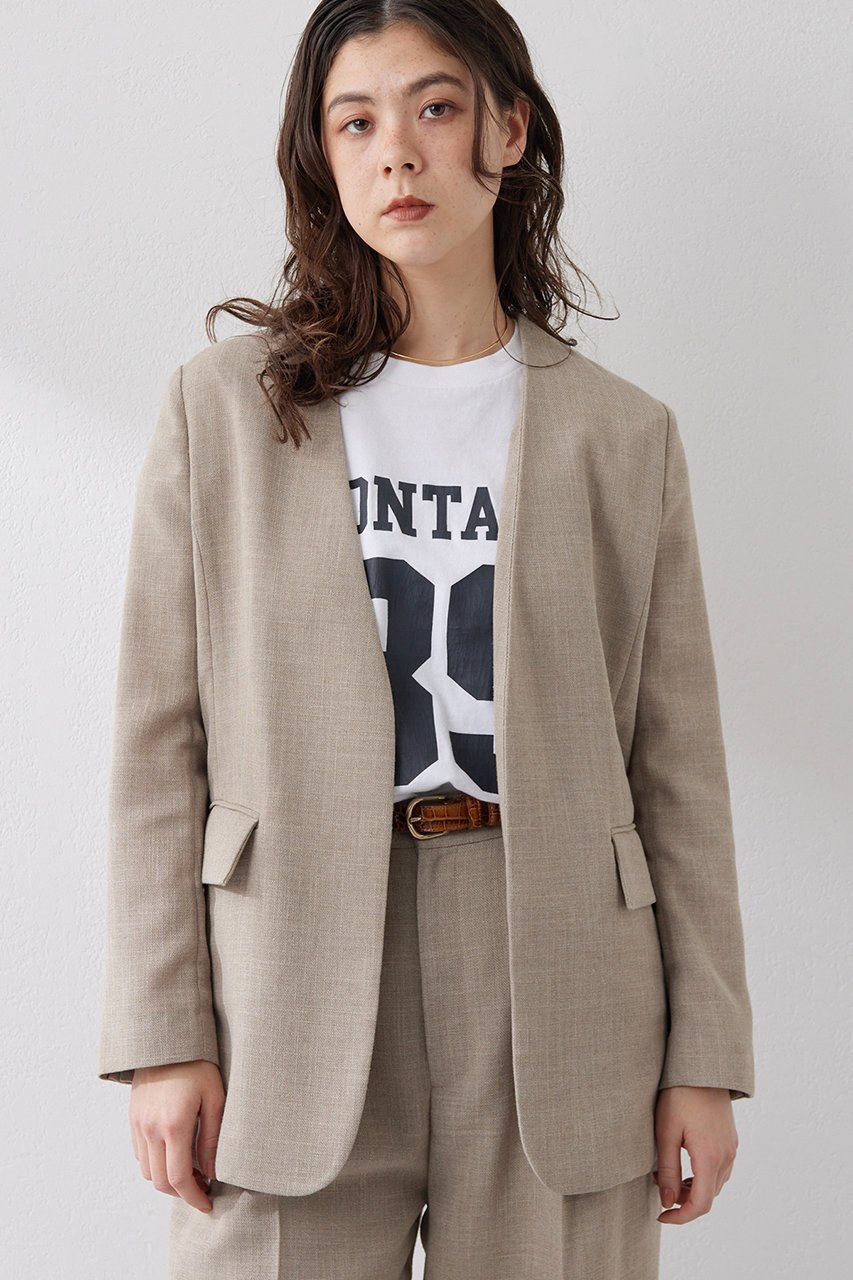 【ウィムガゼット/Whim Gazette】のジュートライクノーカラージャケット インテリア・キッズ・メンズ・レディースファッション・服の通販 founy(ファニー) 　ファッション　Fashion　レディースファッション　Fashion for Women　アウター　Coat / Outerwear Collection　レディースジャケット・軽アウター　Jackets　ノーカラージャケット / シンプル上品コーデ　Collarless Jackets　おすすめ　Recommended / Our Picks　クール　Cool, Chic　ジャケット　Jacket, Outerwear　セットアップ　Set-Up, Coordinated Outfit　エレガント 上品　Elegant　ベージュ|ID: prp329100004388962 ipo3291000000032956807