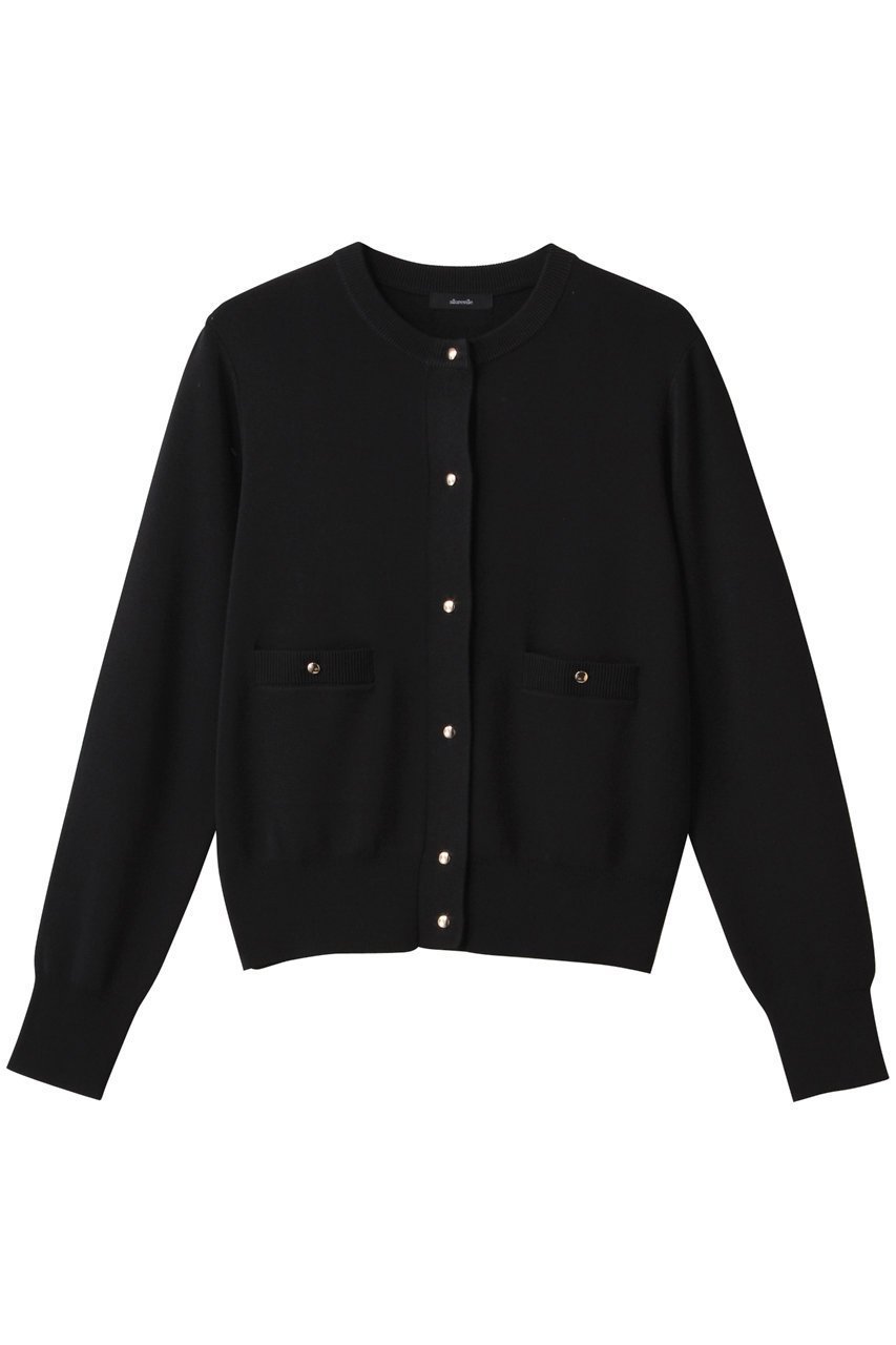 【アルアバイル/allureville】のポケットクルーカーディガン A インテリア・キッズ・メンズ・レディースファッション・服の通販 founy(ファニー) 　ファッション　Fashion　レディースファッション　Fashion for Women　トップス・カットソー　Cut & Sew Tops　ニット　Knit Tops & Sweaters　カーディガン・羽織り　Layered Style Cardigans　なめらか　Smooth, Silky Texture　カーディガン　Cardigan, Knitwear　コンパクト　Compact, Small Size　ポケット　Pocket, Pocket Detail　エレガント 上品　Elegant　羽織　Haori, Light Jacket　ブラック|ID: prp329100004389011 ipo3291000000035962047