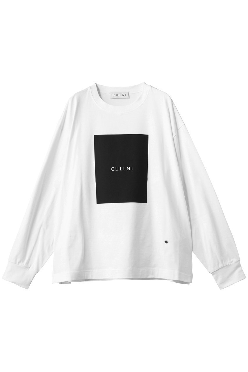 【クルニ/CULLNI】の【UNISEX】コットンジャージー ボックスロゴプリント ロングスリーブプルオーバー インテリア・キッズ・メンズ・レディースファッション・服の通販 founy(ファニー) 　ファッション　Fashion　レディースファッション　Fashion for Women　トップス・カットソー　Cut & Sew Tops　シャツ・ブラウス・オフィスカジュアル　Elegant Blouses & Button-Ups　ロングTシャツ・Tシャツ　Longline T-Shirts & Tees　カジュアルプルオーバー・ニットトップス　Pullovers & Knit Tops / Casual Pullovers　カットソー・ベーシックTシャツ　Cut-and-Sewn Tops / Stretch Tees & Basics　ユニセックス　Unisex, Genderless　シンプル　Simple, Minimal　スラックス　Slacks, Dress Pants　スリーブ　Sleeve, Long Sleeve / Short Sleeve　デニム　Denim, Jeans Material　フロント　Front, Front Design　プリント　Print, Printed Pattern　ロング　Long, Long-Length　エレガント 上品　Elegant　ホワイト|ID: prp329100004389023 ipo3291000000032872307