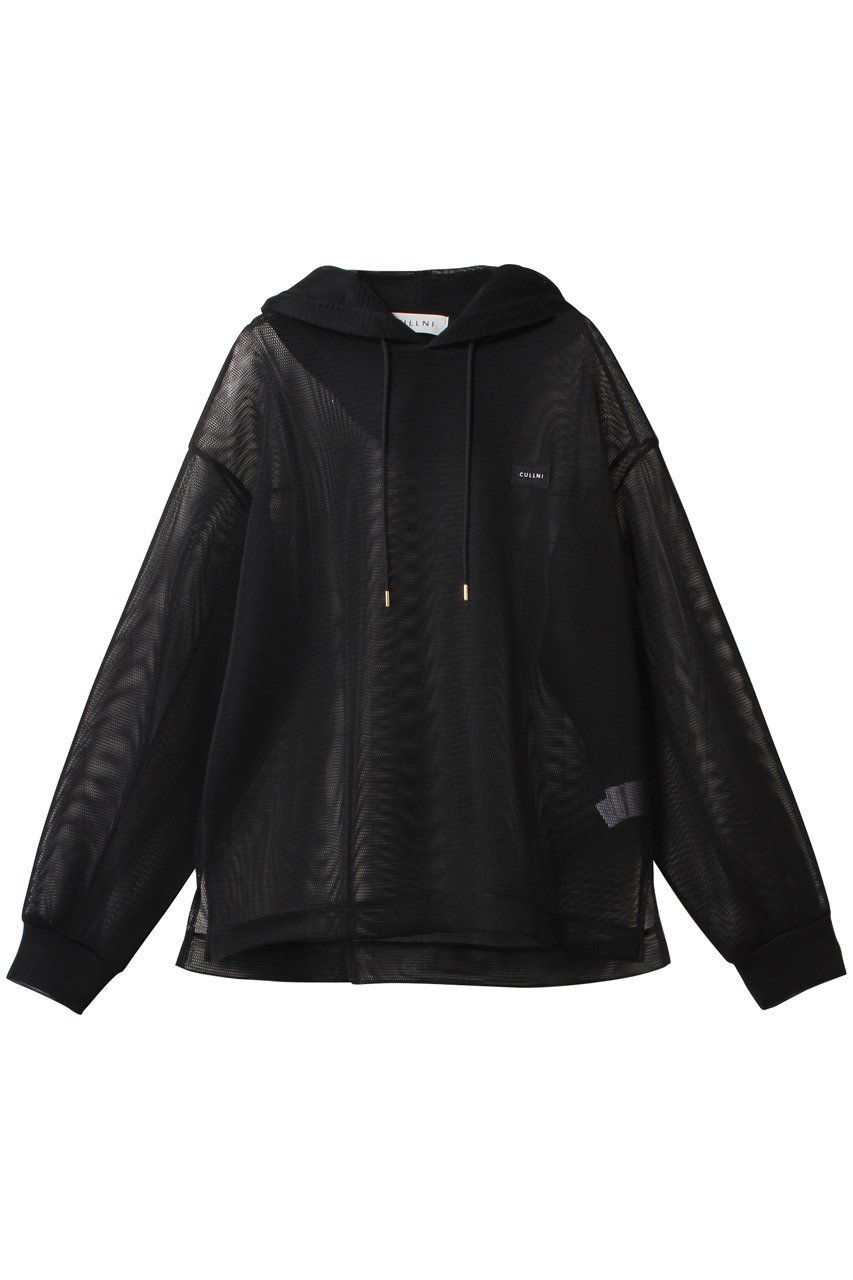 【クルニ/CULLNI】の【UNISEX】ダブルフェイス メッシュ エンブロイダリー パッチフーディー インテリア・キッズ・メンズ・レディースファッション・服の通販 founy(ファニー) 　ファッション　Fashion　レディースファッション　Fashion for Women　トップス・カットソー　Cut & Sew Tops　シャツ・ブラウス・オフィスカジュアル　Elegant Blouses & Button-Ups　レディースパーカー・カジュアルフーディー　Casual Hoodies & Sweatshirts　ロングTシャツ・Tシャツ　Longline T-Shirts & Tees　スウェット・クルーネックトップス　Sweatshirts & Crewnecks / Relaxed Fit Sweat Tops　カットソー・ベーシックTシャツ　Cut-and-Sewn Tops / Stretch Tees & Basics　ユニセックス　Unisex, Genderless　エレガント 上品　Elegant　エンブロイダリー　Embroidery Design　シンプル　Simple, Minimal　ダブル　Double, Double-Breasted　フェイス　Face, Facial Design　メッシュ　Mesh, Net Fabric　ブラック|ID: prp329100004389026 ipo3291000000032872446