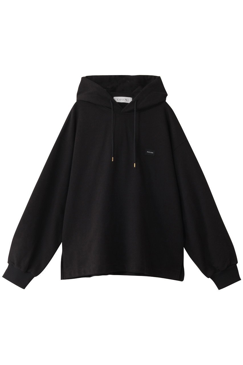 【クルニ/CULLNI】の【UNISEX】フレンチテリー エンブロイダリー パッチフーディー インテリア・キッズ・メンズ・レディースファッション・服の通販 founy(ファニー) 　ファッション　Fashion　レディースファッション　Fashion for Women　トップス・カットソー　Cut & Sew Tops　シャツ・ブラウス・オフィスカジュアル　Elegant Blouses & Button-Ups　レディースパーカー・カジュアルフーディー　Casual Hoodies & Sweatshirts　ロングTシャツ・Tシャツ　Longline T-Shirts & Tees　スウェット・クルーネックトップス　Sweatshirts & Crewnecks / Relaxed Fit Sweat Tops　カットソー・ベーシックTシャツ　Cut-and-Sewn Tops / Stretch Tees & Basics　ユニセックス　Unisex, Genderless　エンブロイダリー　Embroidery Design　シンプル　Simple, Minimal　ドローストリング　Drawstring, Pull Cord　フレンチ　French, French Style　フロント　Front, Front Design　ブラック|ID: prp329100004389027 ipo3291000000032872645