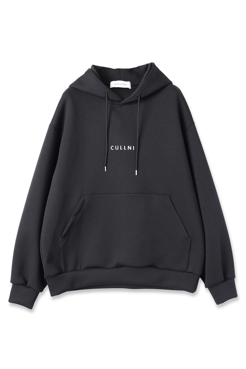 【クルニ/CULLNI】の【UNISEX】CULLNI ロゴエンブロイダリーフーディー インテリア・キッズ・メンズ・レディースファッション・服の通販 founy(ファニー) 　ファッション　Fashion　レディースファッション　WOMEN　トップス・カットソー　Tops/Tshirt　シャツ/ブラウス　Shirts/Blouses　パーカ　Sweats　ロング / Tシャツ　T-Shirts　スウェット　Sweat　カットソー　Cut and Sewn　2025年　2025　2025春夏・S/S　Ss,Spring/Summer,2025　ユニセックス　Unisex　エアリー　Airy　ストレッチ　Stretch　フォルム　Form　エレガント 上品　Elegant　夏　Summer　春　Spring　S/S・春夏　Ss・Spring/Summer　ブラック|ID: prp329100004389029 ipo3291000000030682211