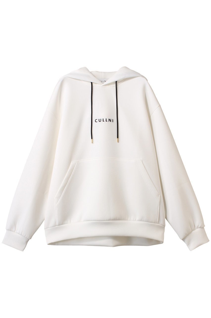 【クルニ/CULLNI】の【UNISEX】CULLNI ロゴエンブロイダリーフーディー インテリア・キッズ・メンズ・レディースファッション・服の通販 founy(ファニー) 　ファッション　Fashion　レディースファッション　Fashion for Women　トップス・カットソー　Cut & Sew Tops　シャツ・ブラウス・オフィスカジュアル　Elegant Blouses & Button-Ups　レディースパーカー・カジュアルフーディー　Casual Hoodies & Sweatshirts　ロングTシャツ・Tシャツ　Longline T-Shirts & Tees　スウェット・クルーネックトップス　Sweatshirts & Crewnecks / Relaxed Fit Sweat Tops　カットソー・ベーシックTシャツ　Cut-and-Sewn Tops / Stretch Tees & Basics　ユニセックス　Unisex, Genderless　エアリー　Airy Texture　シンプル　Simple, Minimal　ストレッチ　Stretch, Stretchy Fabric　フォルム　Silhouette, Form　ポケット　Pocket, Pocket Detail　エレガント 上品　Elegant　ホワイト|ID: prp329100004389029 ipo3291000000032873677
