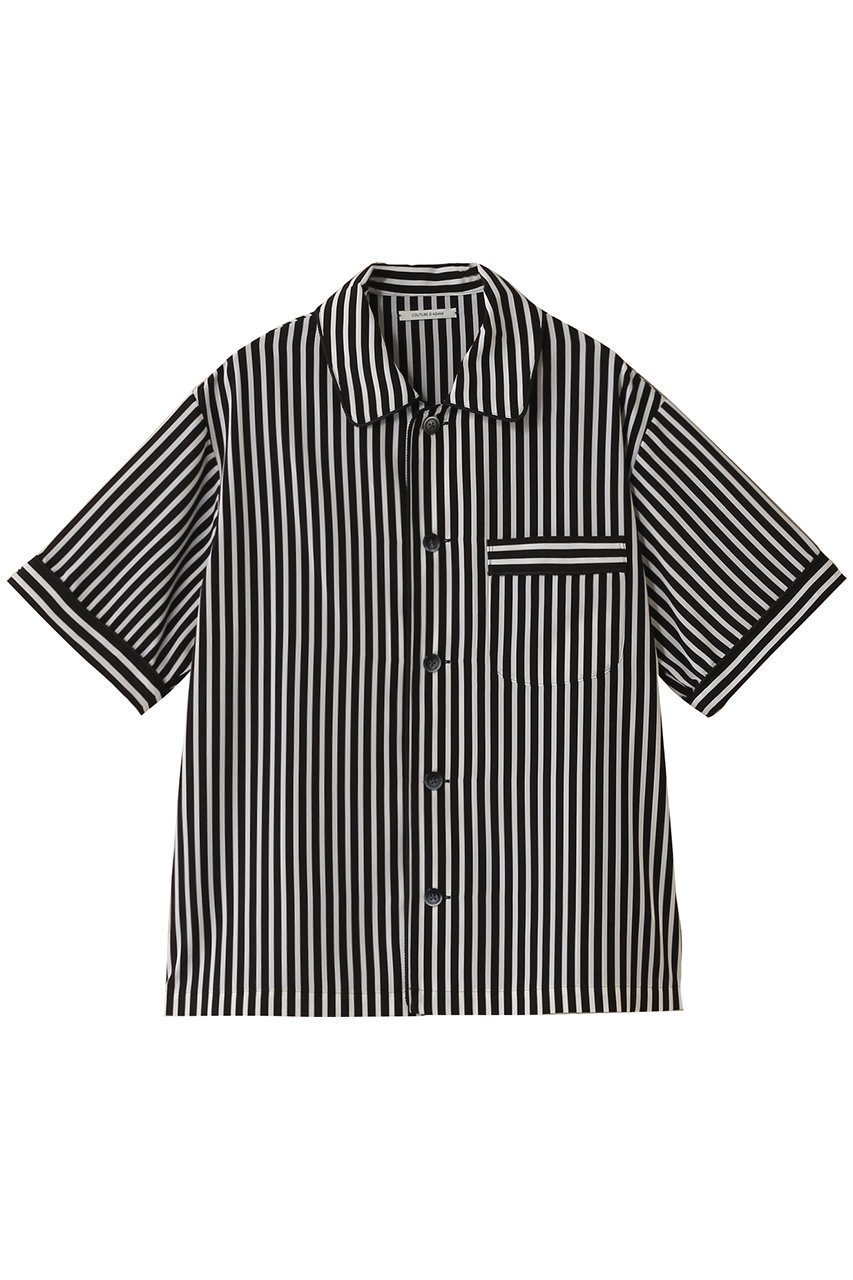【クチュールドアダム/COUTURE D'ADAM】のChemise de nuit Saint-Germain ストライプシャツ インテリア・キッズ・メンズ・レディースファッション・服の通販 founy(ファニー) 　ファッション　Fashion　レディースファッション　Fashion for Women　トップス・カットソー　Cut & Sew Tops　シャツ・ブラウス・オフィスカジュアル　Elegant Blouses & Button-Ups　ショート　Short, Short Length　ストライプ　Stripe, Striped Pattern　スリーブ　Sleeve, Long Sleeve / Short Sleeve　デニム　Denim, Jeans Material　ブラック×エクリュ|ID: prp329100004390257 ipo3291000000032809718