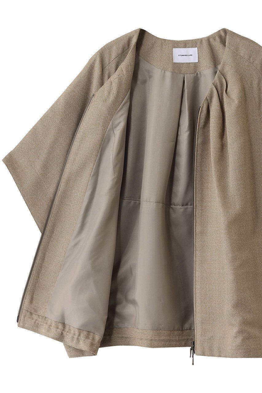 【スタニングルアー/STUNNING LURE】のrメランジリネンブルゾン 人気、トレンドファッション・服の通販 founy(ファニー) 　ファッション　Fashion　レディースファッション　Fashion for Women　アウター　Coat / Outerwear Collection　レディースジャケット・軽アウター　Jackets　ブルゾンジャケット・スポーティアウター　Blouson Jackets　おすすめ　Recommended / Our Picks　なめらか　Smooth, Silky Texture　ギャザー　Gathered, Ruffled　ジップ　Zip, Zipper　ジャケット　Jacket, Outerwear　スリーブ　Sleeve, Long Sleeve / Short Sleeve　ハーフ　Half, Half-Length　ビスチェ　Bustier, Corset Top　ブルゾン　Blouson, Bomber Jacket　リネン　Linen, Linen Fabric　ロング　Long, Long-Length　夏　Summer　other-6|ID: prp329100004390272 ipo3291000000032703840