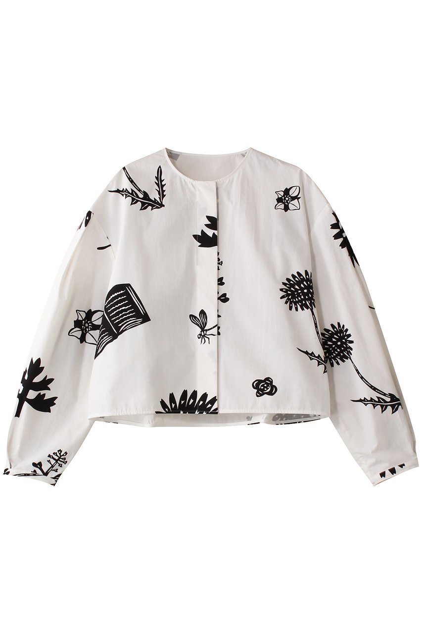 【プレインピープル/PLAIN PEOPLE】のボタニカル柄ジャケット 人気、トレンドファッション・服の通販 founy(ファニー) 　ファッション　Fashion　レディースファッション　Fashion for Women　アウター　Coat / Outerwear Collection　レディースジャケット・軽アウター　Jackets　エレガント 上品　Elegant　ギャザー　Gathered, Ruffled　コンパクト　Compact, Small Size　ショート　Short, Short Length　ジャケット　Jacket, Outerwear　スタイリッシュ　Stylish, Fashionable　バランス　Balance, Style Balance　フロント　Front, Front Design　プリント　Print, Printed Pattern　ボタニカル　Botanical, Floral Pattern　モノトーン　Monotone, Black and White　 other-1|ID: prp329100004390293 ipo3291000000035654172