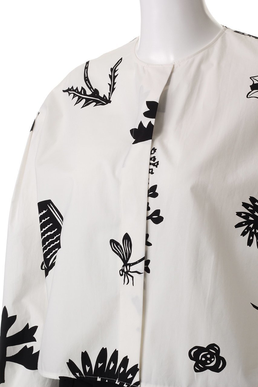 【プレインピープル/PLAIN PEOPLE】のボタニカル柄ジャケット 人気、トレンドファッション・服の通販 founy(ファニー) 　ファッション　Fashion　レディースファッション　Fashion for Women　アウター　Coat / Outerwear Collection　レディースジャケット・軽アウター　Jackets　エレガント 上品　Elegant　ギャザー　Gathered, Ruffled　コンパクト　Compact, Small Size　ショート　Short, Short Length　ジャケット　Jacket, Outerwear　スタイリッシュ　Stylish, Fashionable　バランス　Balance, Style Balance　フロント　Front, Front Design　プリント　Print, Printed Pattern　ボタニカル　Botanical, Floral Pattern　モノトーン　Monotone, Black and White　other-5|ID: prp329100004390293 ipo3291000000035654177