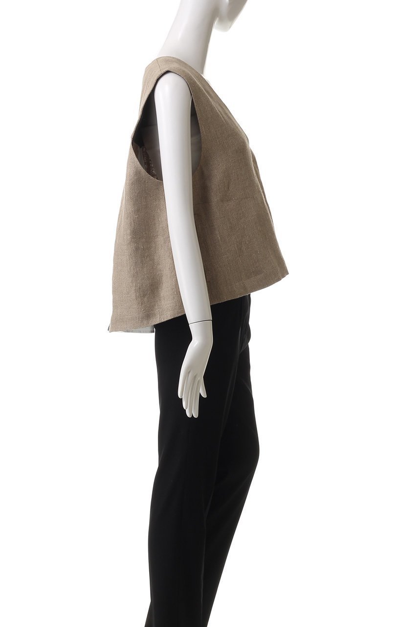 【プレインピープル/PLAIN PEOPLE】のリネン布帛コンビブラウス 人気、トレンドファッション・服の通販 founy(ファニー) 　ファッション　Fashion　レディースファッション　Fashion for Women　トップス・カットソー　Cut & Sew Tops　キャミソール&ノースリーブ　Camisoles & Sleeveless Tops　シャツ・ブラウス・オフィスカジュアル　Elegant Blouses & Button-Ups　カットソー　Cut and Sewn Top　コンビ　Combo, Combination Style　シンプル　Simple, Minimal　ノースリーブ　Sleeveless, No-Sleeve　フロント　Front, Front Design　プリーツ　Pleats, Pleated　ベスト　Vest, Waistcoat　リネン　Linen, Linen Fabric　ロング　Long, Long-Length　other-3|ID: prp329100004390296 ipo3291000000032863042