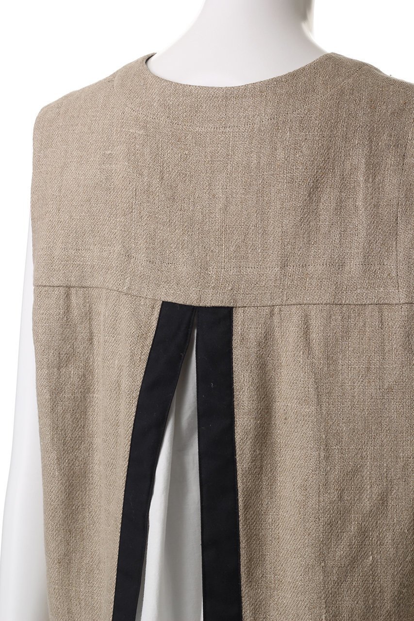【プレインピープル/PLAIN PEOPLE】のリネン布帛コンビブラウス 人気、トレンドファッション・服の通販 founy(ファニー) 　ファッション　Fashion　レディースファッション　Fashion for Women　トップス・カットソー　Cut & Sew Tops　キャミソール&ノースリーブ　Camisoles & Sleeveless Tops　シャツ・ブラウス・オフィスカジュアル　Elegant Blouses & Button-Ups　カットソー　Cut and Sewn Top　コンビ　Combo, Combination Style　シンプル　Simple, Minimal　ノースリーブ　Sleeveless, No-Sleeve　フロント　Front, Front Design　プリーツ　Pleats, Pleated　ベスト　Vest, Waistcoat　リネン　Linen, Linen Fabric　ロング　Long, Long-Length　other-5|ID: prp329100004390296 ipo3291000000032863052