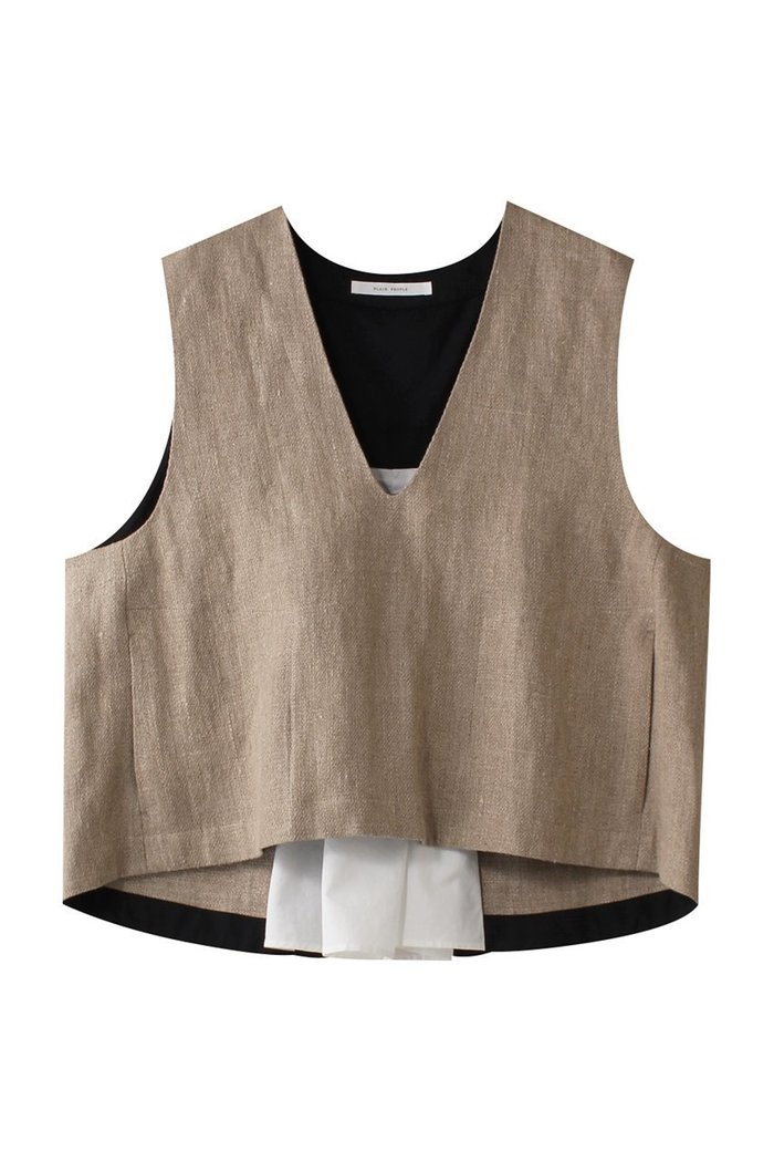 【プレインピープル/PLAIN PEOPLE】のリネン布帛コンビブラウス インテリア・キッズ・メンズ・レディースファッション・服の通販 founy(ファニー) https://founy.com/ ファッション Fashion レディースファッション Fashion for Women トップス・カットソー Cut & Sew Tops キャミソール&ノースリーブ Camisoles & Sleeveless Tops シャツ・ブラウス・オフィスカジュアル Elegant Blouses & Button-Ups カットソー Cut and Sewn Top コンビ Combo, Combination Style シンプル Simple, Minimal ノースリーブ Sleeveless, No-Sleeve フロント Front, Front Design プリーツ Pleats, Pleated ベスト Vest, Waistcoat リネン Linen, Linen Fabric ロング Long, Long-Length |ID: prp329100004390296 ipo3291000000036071355