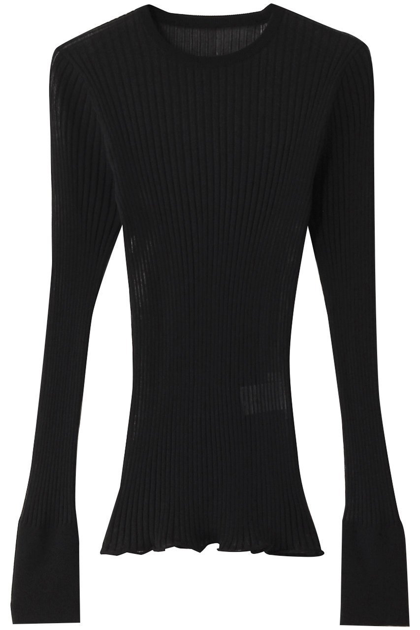 【デザイン ワークス/DESIGN WORKS】のシアークルーネックプルオーバー インテリア・キッズ・メンズ・レディースファッション・服の通販 founy(ファニー) 　ファッション　Fashion　レディースファッション　Fashion for Women　トップス・カットソー　Cut & Sew Tops　シャツ・ブラウス・オフィスカジュアル　Elegant Blouses & Button-Ups　ロングTシャツ・Tシャツ　Longline T-Shirts & Tees　カジュアルプルオーバー・ニットトップス　Pullovers & Knit Tops / Casual Pullovers　カットソー・ベーシックTシャツ　Cut-and-Sewn Tops / Stretch Tees & Basics　シアー　Sheer, See-Through　スリーブ　Sleeve, Long Sleeve / Short Sleeve　フィット　Fit, Slim Fit　ベーシック　Basic, Essential　ロング　Long, Long-Length　ブラック|ID: prp329100004390313 ipo3291000000035421269