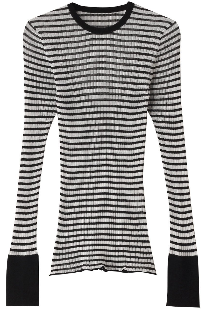 【デザイン ワークス/DESIGN WORKS】のシアークルーネックプルオーバー インテリア・キッズ・メンズ・レディースファッション・服の通販 founy(ファニー) 　ファッション　Fashion　レディースファッション　Fashion for Women　トップス・カットソー　Cut & Sew Tops　シャツ・ブラウス・オフィスカジュアル　Elegant Blouses & Button-Ups　ロングTシャツ・Tシャツ　Longline T-Shirts & Tees　カジュアルプルオーバー・ニットトップス　Pullovers & Knit Tops / Casual Pullovers　カットソー・ベーシックTシャツ　Cut-and-Sewn Tops / Stretch Tees & Basics　シアー　Sheer, See-Through　スリーブ　Sleeve, Long Sleeve / Short Sleeve　フィット　Fit, Slim Fit　ベーシック　Basic, Essential　ロング　Long, Long-Length　ブラック×ホワイト|ID: prp329100004390313 ipo3291000000035421271