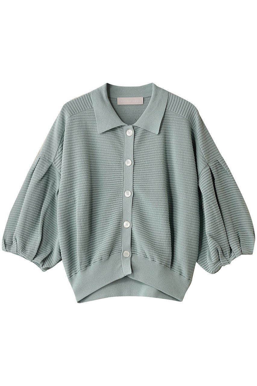 【マリリンムーン/MARILYN MOON】のリップルボーダーシアーニットポロ インテリア・キッズ・メンズ・レディースファッション・服の通販 founy(ファニー) 　ファッション　Fashion　レディースファッション　Fashion for Women　トップス・カットソー　Cut & Sew Tops　ニット　Knit Tops & Sweaters　カジュアルプルオーバー・ニットトップス　Pullovers & Knit Tops / Casual Pullovers　コンパクト　Compact, Small Size　シアー　Sheer, See-Through　ショルダー　Shoulder, Shoulder Strap　ドロップ　Drop Shoulder, Dropped Style　バルーン　Balloon, Balloon Silhouette　ペーパー　Paper, Kraft Paper　ポロシャツ　Polo Shirt, Collared Tee　吸水　Absorbent, Quick-Dry　夏　Summer　抗菌　Antibacterial, Bacteria-Resistant　ミント|ID: prp329100004390323 ipo3291000000032948131