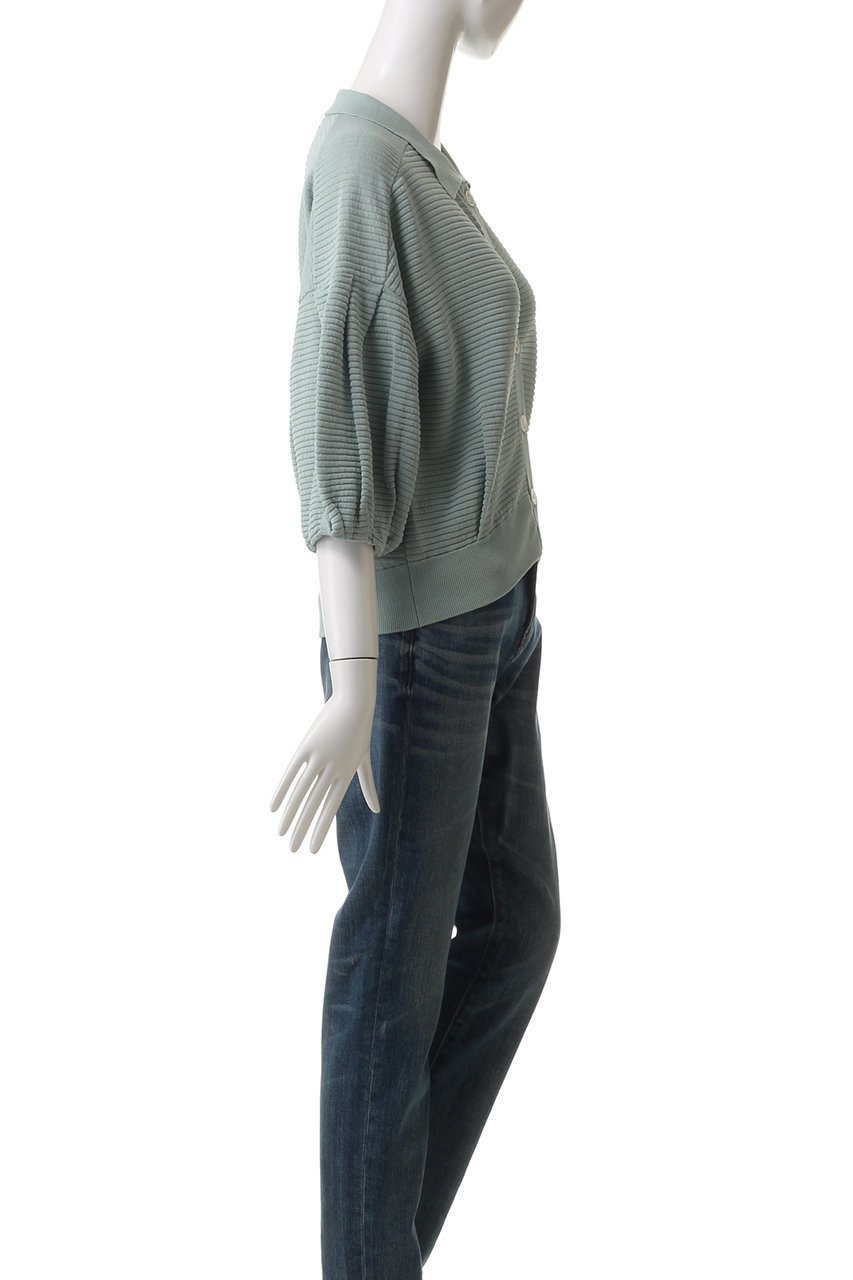 【マリリンムーン/MARILYN MOON】のリップルボーダーシアーニットポロ 人気、トレンドファッション・服の通販 founy(ファニー) 　ファッション　Fashion　レディースファッション　Fashion for Women　トップス・カットソー　Cut & Sew Tops　ニット　Knit Tops & Sweaters　カジュアルプルオーバー・ニットトップス　Pullovers & Knit Tops / Casual Pullovers　コンパクト　Compact, Small Size　シアー　Sheer, See-Through　ショルダー　Shoulder, Shoulder Strap　ドロップ　Drop Shoulder, Dropped Style　バルーン　Balloon, Balloon Silhouette　ペーパー　Paper, Kraft Paper　ポロシャツ　Polo Shirt, Collared Tee　吸水　Absorbent, Quick-Dry　夏　Summer　抗菌　Antibacterial, Bacteria-Resistant　other-3|ID: prp329100004390323 ipo3291000000032948147