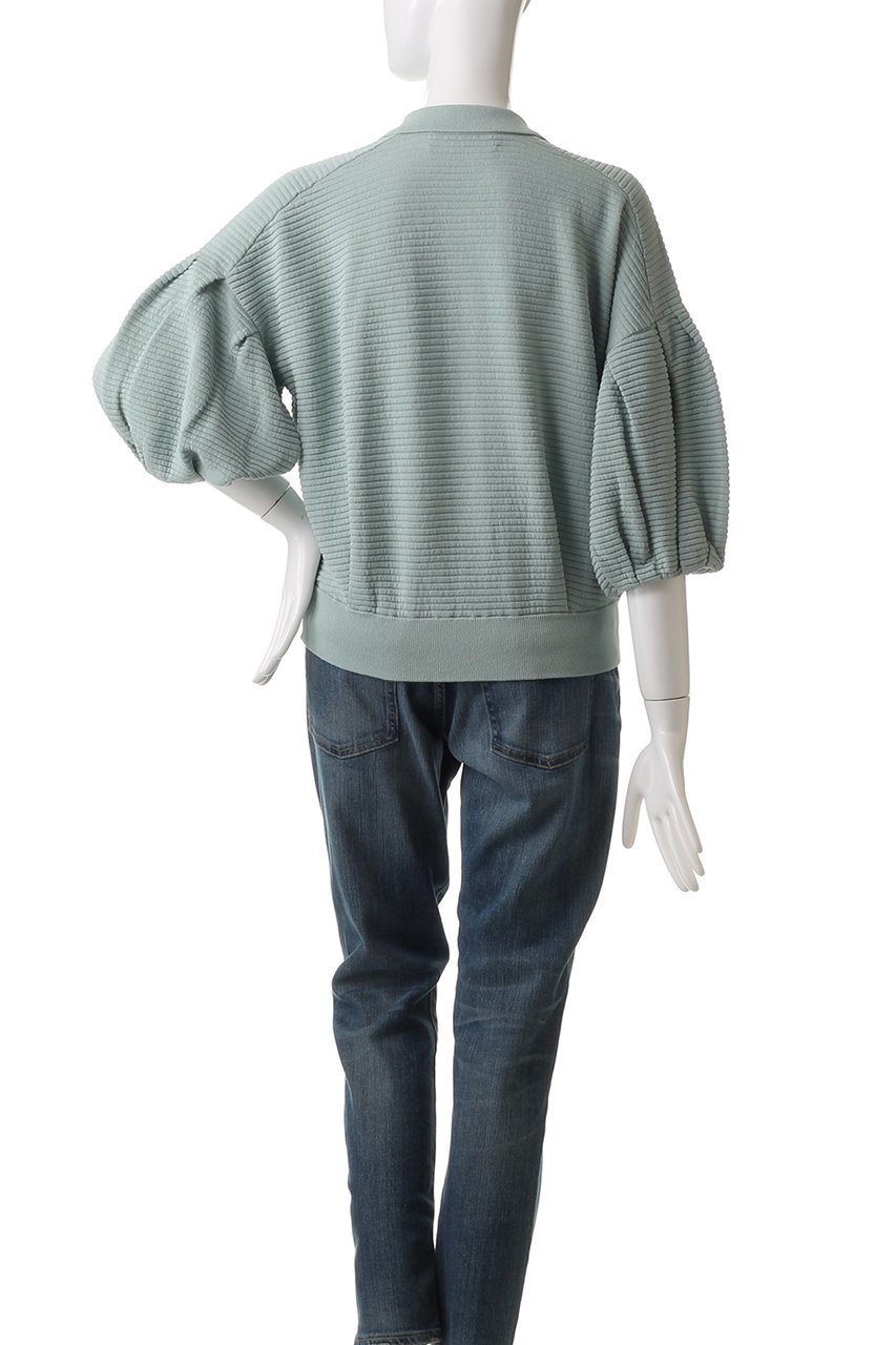 【マリリンムーン/MARILYN MOON】のリップルボーダーシアーニットポロ 人気、トレンドファッション・服の通販 founy(ファニー) 　ファッション　Fashion　レディースファッション　Fashion for Women　トップス・カットソー　Cut & Sew Tops　ニット　Knit Tops & Sweaters　カジュアルプルオーバー・ニットトップス　Pullovers & Knit Tops / Casual Pullovers　コンパクト　Compact, Small Size　シアー　Sheer, See-Through　ショルダー　Shoulder, Shoulder Strap　ドロップ　Drop Shoulder, Dropped Style　バルーン　Balloon, Balloon Silhouette　ペーパー　Paper, Kraft Paper　ポロシャツ　Polo Shirt, Collared Tee　吸水　Absorbent, Quick-Dry　夏　Summer　抗菌　Antibacterial, Bacteria-Resistant　other-4|ID: prp329100004390323 ipo3291000000032948153