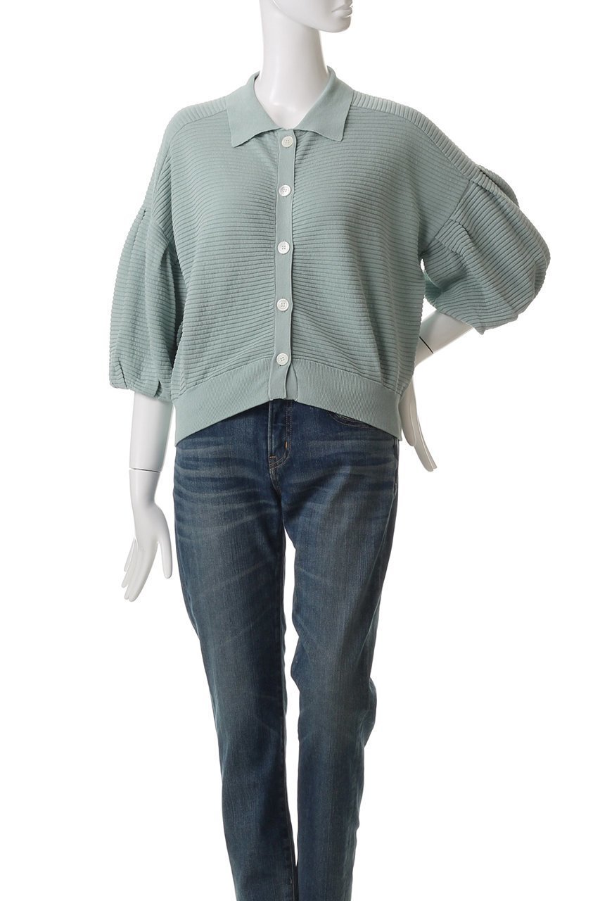 【マリリンムーン/MARILYN MOON】のリップルボーダーシアーニットポロ 人気、トレンドファッション・服の通販 founy(ファニー) 　ファッション　Fashion　レディースファッション　Fashion for Women　トップス・カットソー　Cut & Sew Tops　ニット　Knit Tops & Sweaters　カジュアルプルオーバー・ニットトップス　Pullovers & Knit Tops / Casual Pullovers　コンパクト　Compact, Small Size　シアー　Sheer, See-Through　ショルダー　Shoulder, Shoulder Strap　ドロップ　Drop Shoulder, Dropped Style　バルーン　Balloon, Balloon Silhouette　ペーパー　Paper, Kraft Paper　ポロシャツ　Polo Shirt, Collared Tee　吸水　Absorbent, Quick-Dry　夏　Summer　抗菌　Antibacterial, Bacteria-Resistant　other-2|ID: prp329100004390323 ipo3291000000035690831