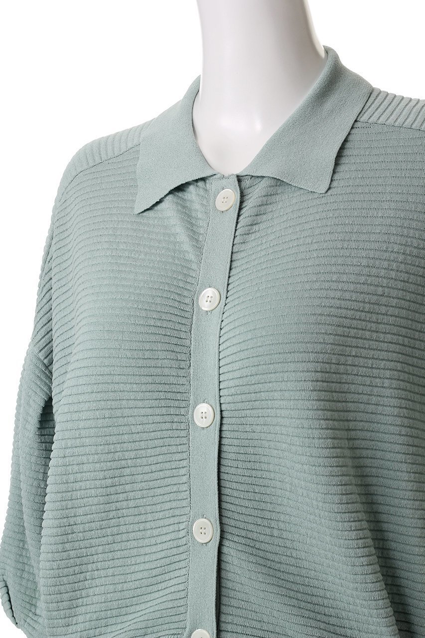 【マリリンムーン/MARILYN MOON】のリップルボーダーシアーニットポロ 人気、トレンドファッション・服の通販 founy(ファニー) 　ファッション　Fashion　レディースファッション　Fashion for Women　トップス・カットソー　Cut & Sew Tops　ニット　Knit Tops & Sweaters　カジュアルプルオーバー・ニットトップス　Pullovers & Knit Tops / Casual Pullovers　コンパクト　Compact, Small Size　シアー　Sheer, See-Through　ショルダー　Shoulder, Shoulder Strap　ドロップ　Drop Shoulder, Dropped Style　バルーン　Balloon, Balloon Silhouette　ペーパー　Paper, Kraft Paper　ポロシャツ　Polo Shirt, Collared Tee　吸水　Absorbent, Quick-Dry　夏　Summer　抗菌　Antibacterial, Bacteria-Resistant　other-5|ID: prp329100004390323 ipo3291000000035690834