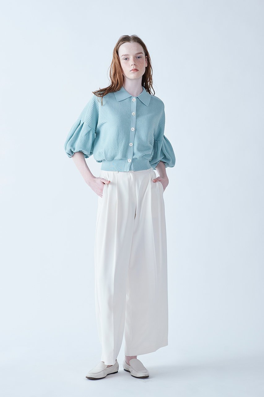 【マリリンムーン/MARILYN MOON】のリップルボーダーシアーニットポロ 人気、トレンドファッション・服の通販 founy(ファニー) 　ファッション　Fashion　レディースファッション　Fashion for Women　トップス・カットソー　Cut & Sew Tops　ニット　Knit Tops & Sweaters　カジュアルプルオーバー・ニットトップス　Pullovers & Knit Tops / Casual Pullovers　コンパクト　Compact, Small Size　シアー　Sheer, See-Through　ショルダー　Shoulder, Shoulder Strap　ドロップ　Drop Shoulder, Dropped Style　バルーン　Balloon, Balloon Silhouette　ペーパー　Paper, Kraft Paper　ポロシャツ　Polo Shirt, Collared Tee　吸水　Absorbent, Quick-Dry　夏　Summer　抗菌　Antibacterial, Bacteria-Resistant　other-6|ID: prp329100004390323 ipo3291000000035690835