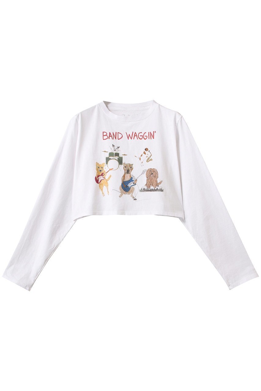 【ウィムガゼット/Whim Gazette】の【Unfortunate Portrait】Band Waggin L/S T インテリア・キッズ・メンズ・レディースファッション・服の通販 founy(ファニー) 　ファッション　Fashion　レディースファッション　Fashion for Women　トップス・カットソー　Cut & Sew Tops　シャツ・ブラウス・オフィスカジュアル　Elegant Blouses & Button-Ups　ロングTシャツ・Tシャツ　Longline T-Shirts & Tees　カットソー・ベーシックTシャツ　Cut-and-Sewn Tops / Stretch Tees & Basics　イラスト　Illustration　スリーブ　Sleeve, Long Sleeve / Short Sleeve　デニム　Denim, Jeans Material　プリント　Print, Printed Pattern　リラックス　Relax, Relaxed Fit　ロング　Long, Long-Length　長袖　Long Sleeve, Full Sleeve　ホワイト|ID: prp329100004390331 ipo3291000000032873721
