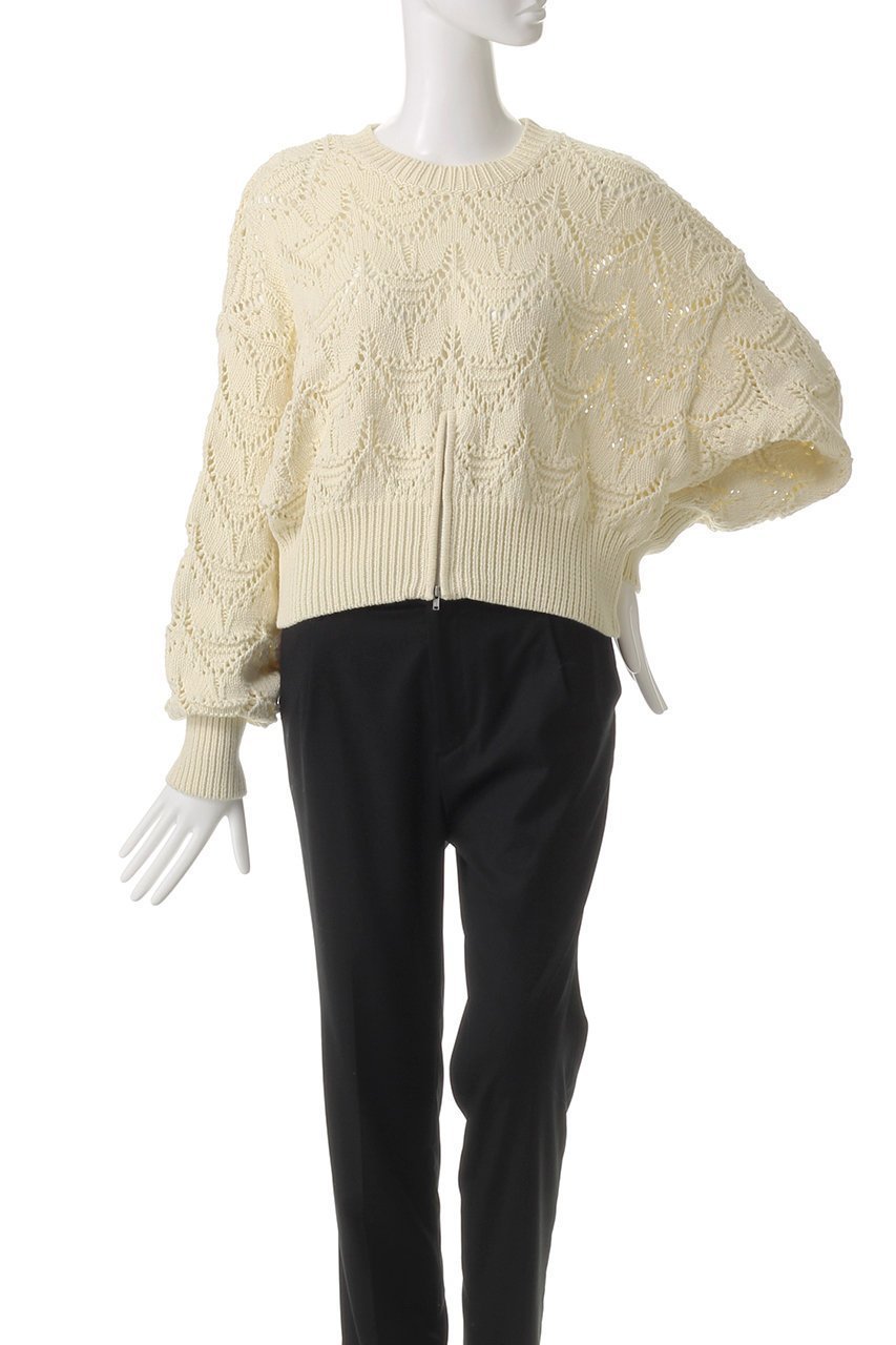 【マノフ/MANOF】のCROCHET ZIP KNIT TOPS/ニット 人気、トレンドファッション・服の通販 founy(ファニー) 　ファッション　Fashion　レディースファッション　Fashion for Women　トップス・カットソー　Cut & Sew Tops　ニット　Knit Tops & Sweaters　カジュアルプルオーバー・ニットトップス　Pullovers & Knit Tops / Casual Pullovers　インナー　Innerwear　ジップ　Zip, Zipper　春　Spring　透かし　Cut-Out, Lacework　other-2|ID: prp329100004391803 ipo3291000000032948837