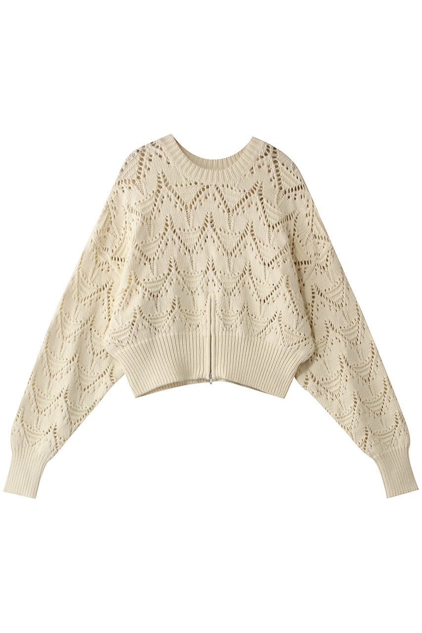 【マノフ/MANOF】のCROCHET ZIP KNIT TOPS/ニット インテリア・キッズ・メンズ・レディースファッション・服の通販 founy(ファニー) 　ファッション　Fashion　レディースファッション　Fashion for Women　トップス・カットソー　Cut & Sew Tops　ニット　Knit Tops & Sweaters　カジュアルプルオーバー・ニットトップス　Pullovers & Knit Tops / Casual Pullovers　インナー　Innerwear　ジップ　Zip, Zipper　春　Spring　透かし　Cut-Out, Lacework　IVORY|ID: prp329100004391803 ipo3291000000034957112