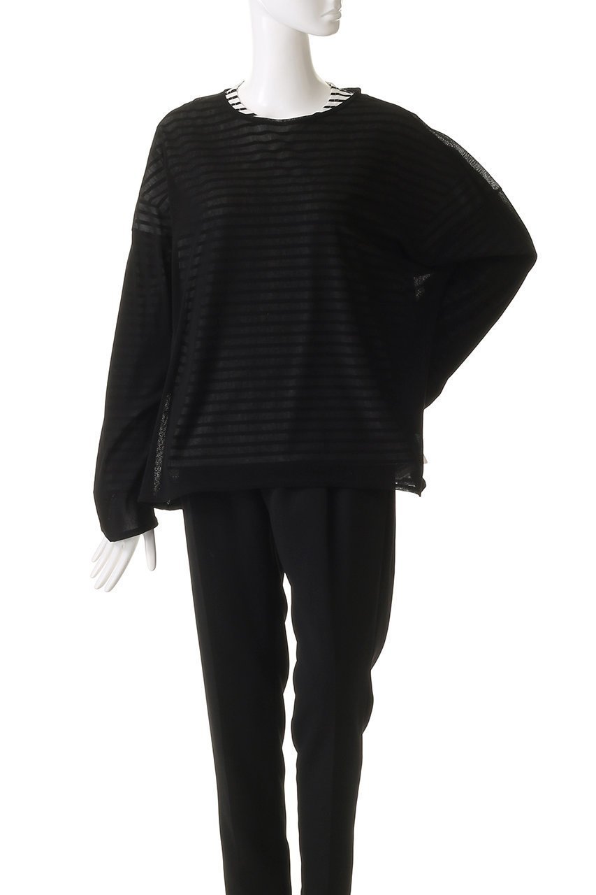 【オブラダ/Oblada】のシアーレイヤー ロングTシャツ 人気、トレンドファッション・服の通販 founy(ファニー) 　ファッション　Fashion　レディースファッション　Fashion for Women　トップス・カットソー　Cut & Sew Tops　シャツ・ブラウス・オフィスカジュアル　Elegant Blouses & Button-Ups　ロングTシャツ・Tシャツ　Longline T-Shirts & Tees　カットソー・ベーシックTシャツ　Cut-and-Sewn Tops / Stretch Tees & Basics　インナー　Innerwear　シアー　Sheer, See-Through　シンプル　Simple, Minimal　スリーブ　Sleeve, Long Sleeve / Short Sleeve　トレンド　Trend, Trending Now　ボーダー　Border, Stripe　ロング　Long, Long-Length　エレガント 上品　Elegant　other-2|ID: prp329100004391804 ipo3291000000035421240