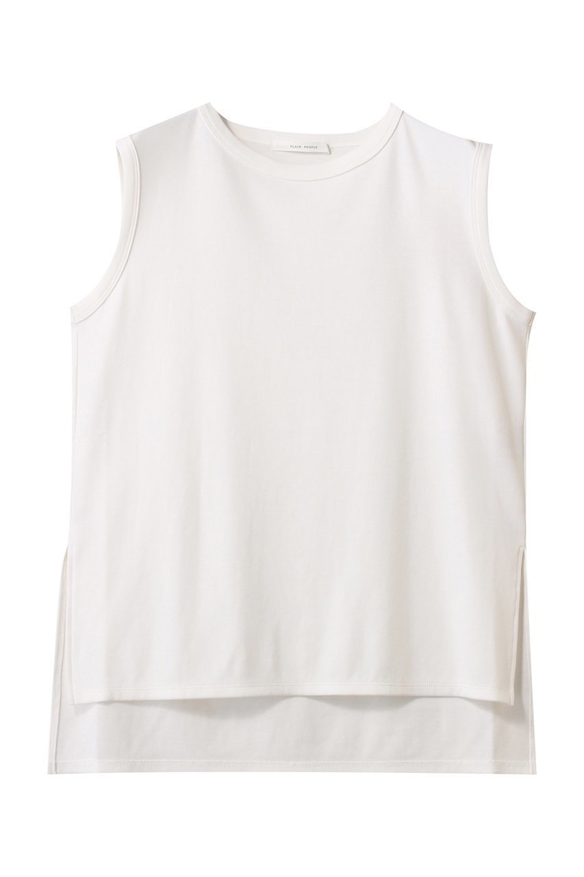 【プレインピープル/PLAIN PEOPLE】のノースリーブカットソー インテリア・キッズ・メンズ・レディースファッション・服の通販 founy(ファニー) 　ファッション　Fashion　レディースファッション　Fashion for Women　トップス・カットソー　Cut & Sew Tops　キャミソール&ノースリーブ　Camisoles & Sleeveless Tops　シャツ・ブラウス・オフィスカジュアル　Elegant Blouses & Button-Ups　ロングTシャツ・Tシャツ　Longline T-Shirts & Tees　カットソー・ベーシックTシャツ　Cut-and-Sewn Tops / Stretch Tees & Basics　インナー　Innerwear　カーディガン　Cardigan, Knitwear　キャミソール　Camisole, Spaghetti Strap Top　シンプル　Simple, Minimal　ジャケット　Jacket, Outerwear　スタイリッシュ　Stylish, Fashionable　タンク　Tank Top, Sleeveless Top　ノースリーブ　Sleeveless, No-Sleeve　リラックス　Relax, Relaxed Fit　再入荷　Restock / Back in Stock　ホワイト|ID: prp329100004391811 ipo3291000000032706398