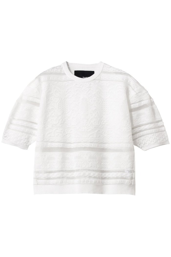 【エリオポール/heliopole】の【boussole】レースジャカードSSプルオーバー インテリア・キッズ・メンズ・レディースファッション・服の通販 founy(ファニー) https://founy.com/ ファッション Fashion レディースファッション Fashion for Women トップス・カットソー Cut & Sew Tops ニット Knit Tops & Sweaters カジュアルプルオーバー・ニットトップス Pullovers & Knit Tops / Casual Pullovers ジャカード／ジャガード Jacquard, Woven Pattern スリーブ Sleeve, Long Sleeve / Short Sleeve デニム Denim, Jeans Material レース Lace, Lace Fabric 再入荷 Restock / Back in Stock 夏 Summer 春 Spring S/S・春夏 SS, Spring/Summer, Warm Season |ID: prp329100004391826 ipo3291000000032948571