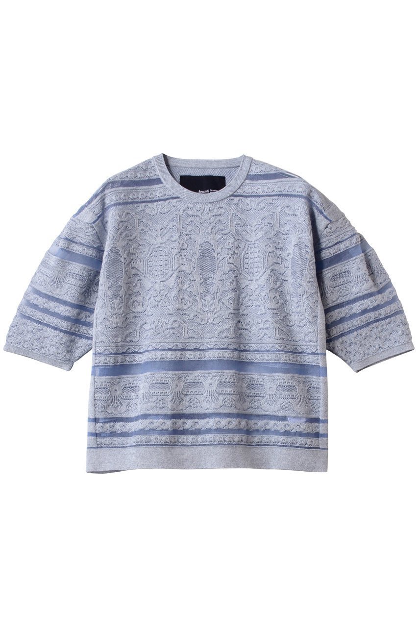 【エリオポール/heliopole】の【boussole】レースジャカードSSプルオーバー インテリア・キッズ・メンズ・レディースファッション・服の通販 founy(ファニー) 　ファッション　Fashion　レディースファッション　Fashion for Women　トップス・カットソー　Cut & Sew Tops　ニット　Knit Tops & Sweaters　カジュアルプルオーバー・ニットトップス　Pullovers & Knit Tops / Casual Pullovers　ジャカード／ジャガード　Jacquard, Woven Pattern　スリーブ　Sleeve, Long Sleeve / Short Sleeve　デニム　Denim, Jeans Material　レース　Lace, Lace Fabric　再入荷　Restock / Back in Stock　夏　Summer　春　Spring　S/S・春夏　SS, Spring/Summer, Warm Season　スカイブルー|ID: prp329100004391826 ipo3291000000032948584