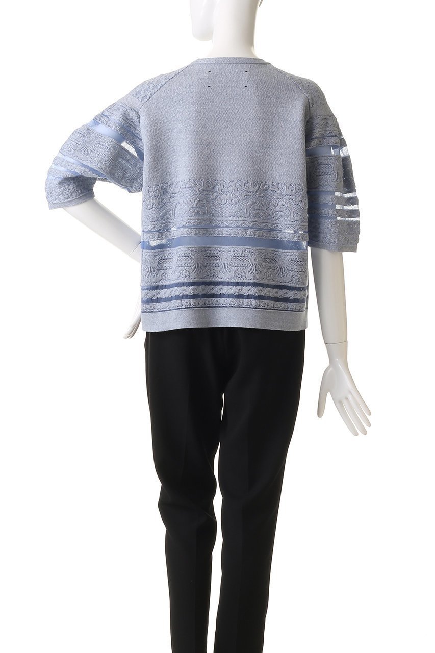 【エリオポール/heliopole】の【boussole】レースジャカードSSプルオーバー 人気、トレンドファッション・服の通販 founy(ファニー) 　ファッション　Fashion　レディースファッション　Fashion for Women　トップス・カットソー　Cut & Sew Tops　ニット　Knit Tops & Sweaters　カジュアルプルオーバー・ニットトップス　Pullovers & Knit Tops / Casual Pullovers　ジャカード／ジャガード　Jacquard, Woven Pattern　スリーブ　Sleeve, Long Sleeve / Short Sleeve　デニム　Denim, Jeans Material　レース　Lace, Lace Fabric　再入荷　Restock / Back in Stock　夏　Summer　春　Spring　S/S・春夏　SS, Spring/Summer, Warm Season　other-4|ID: prp329100004391826 ipo3291000000032948602