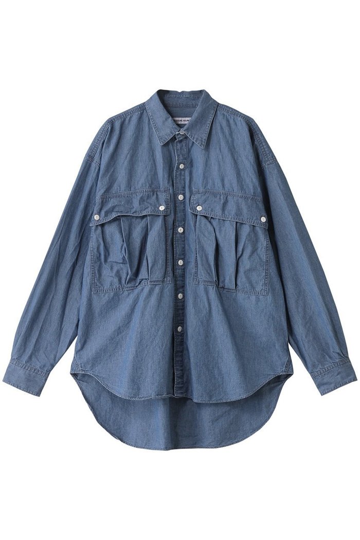 【キャサリンハムネット/KATHARINE HAMNETT LONDON】の【UNISEX】デニムパラシュートロングテイルシャツ インテリア・キッズ・メンズ・レディースファッション・服の通販 founy(ファニー) https://founy.com/ ファッション Fashion レディースファッション Fashion for Women トップス・カットソー Cut & Sew Tops シャツ・ブラウス・オフィスカジュアル Elegant Blouses & Button-Ups ユニセックス Unisex, Genderless スリーブ Sleeve, Long Sleeve / Short Sleeve デニム Denim, Jeans Material トレンド Trend, Trending Now ビッグ Big, Oversized ポケット Pocket, Pocket Detail ロング Long, Long-Length 定番 Standard, Basic Item |ID: prp329100004393590 ipo3291000000032808577